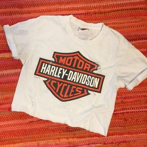 Vintage Distressed Harley Davidson Crop T-Shirt